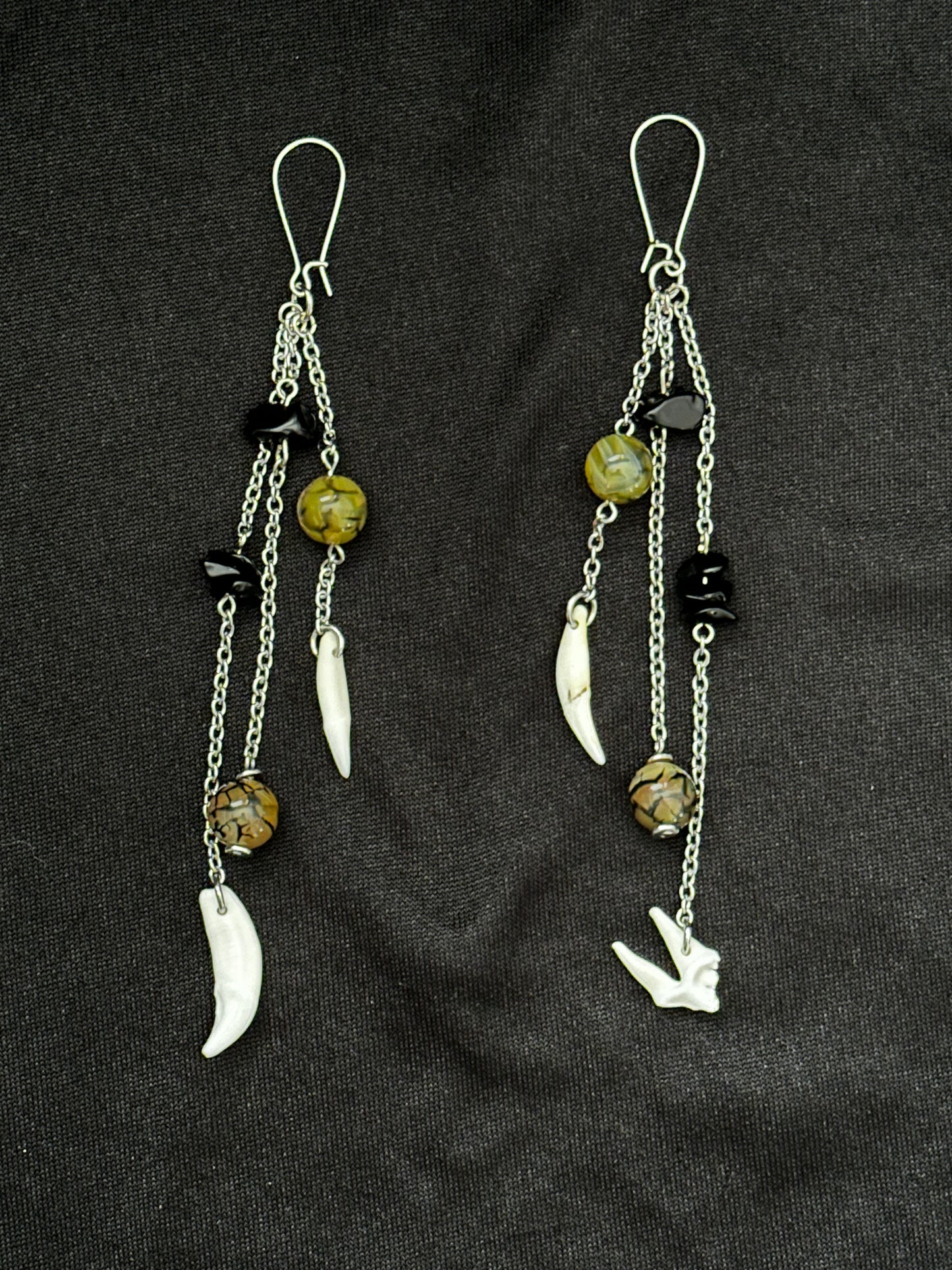 Foraged Teeth and Stone Earrings