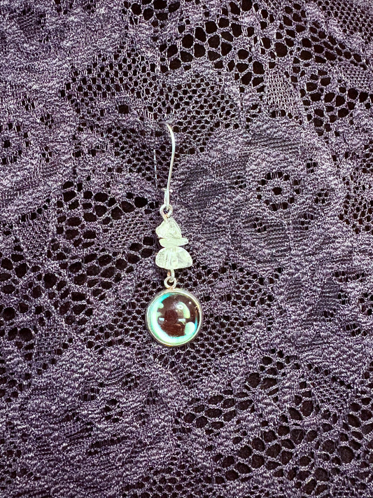 Aquamarine and Eye Charm Single Earring