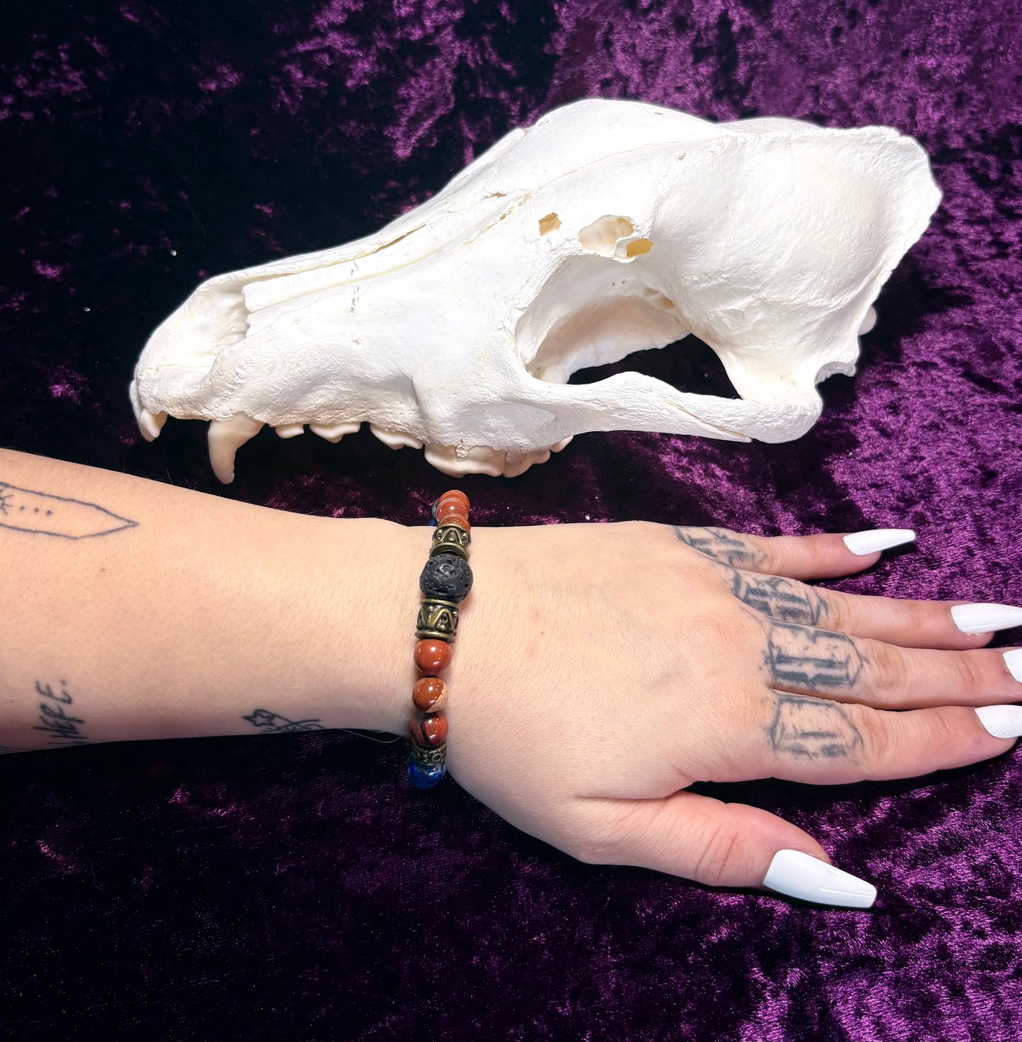 Phoenix Lapis, Red Jasper, and Lava Bead Bracelet