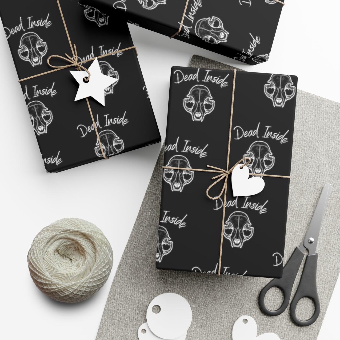 Dead Inside Cat Skull Gift Wrap