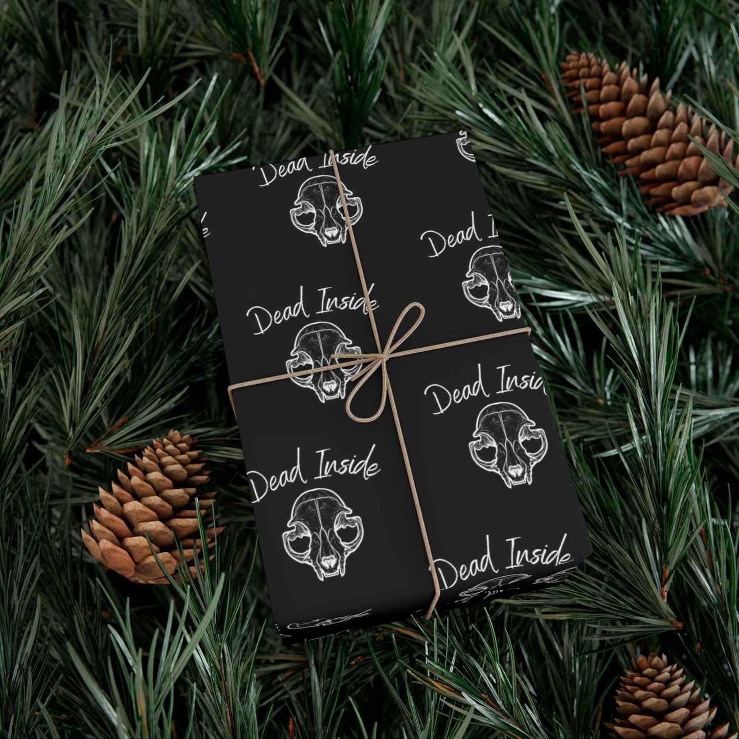 Dead Inside Cat Skull Gift Wrap