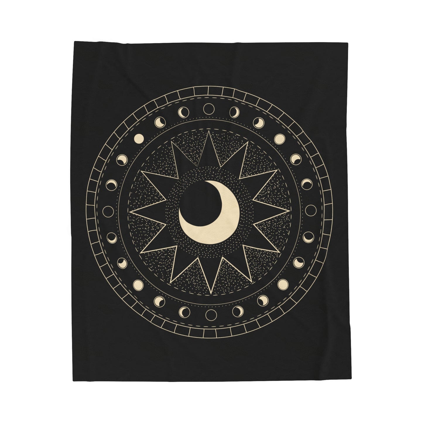 Moon Phase Plush Blanket, Black