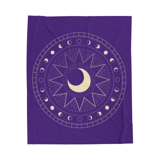 Moon Phase Plush Blanket, Purple