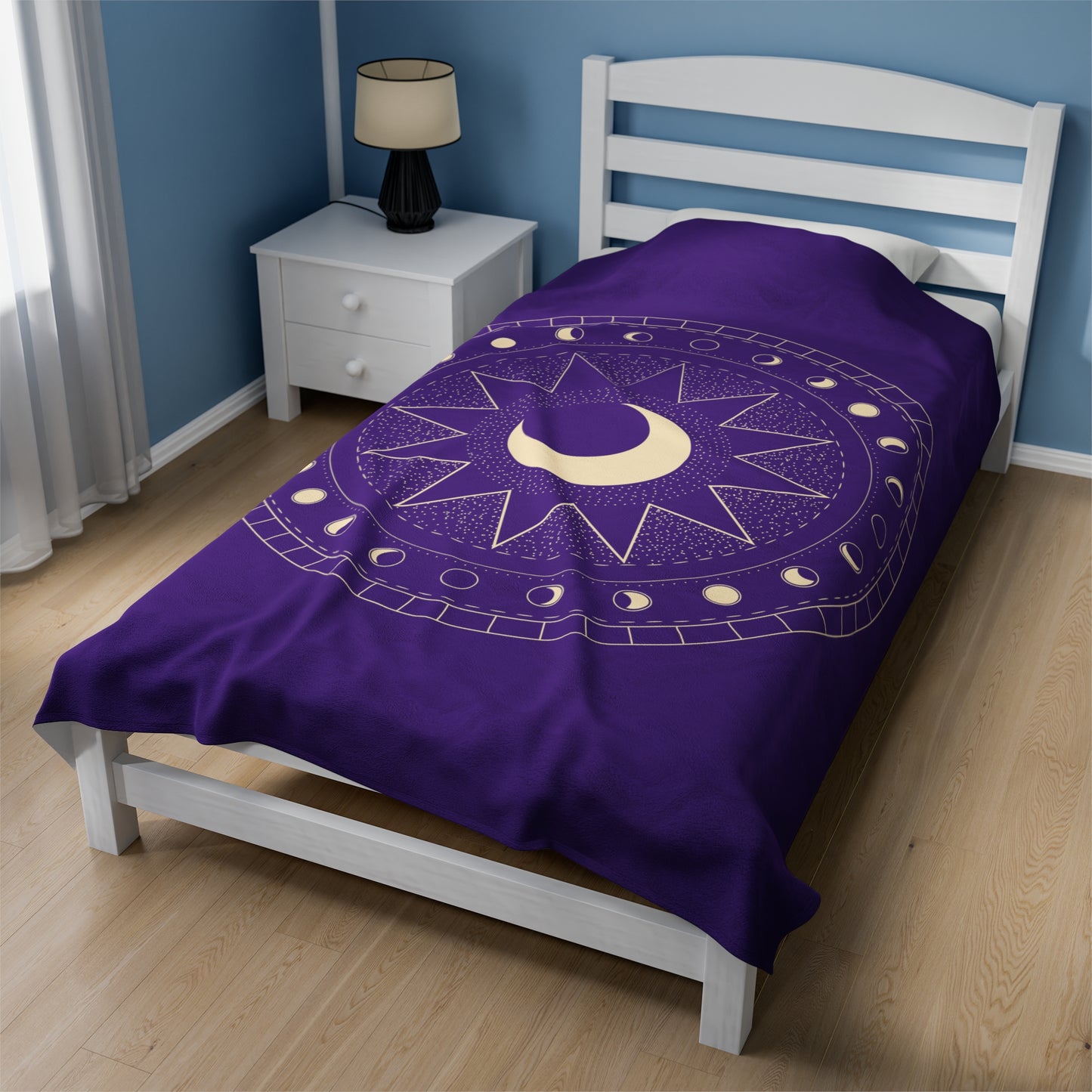 Moon Phase Plush Blanket, Purple