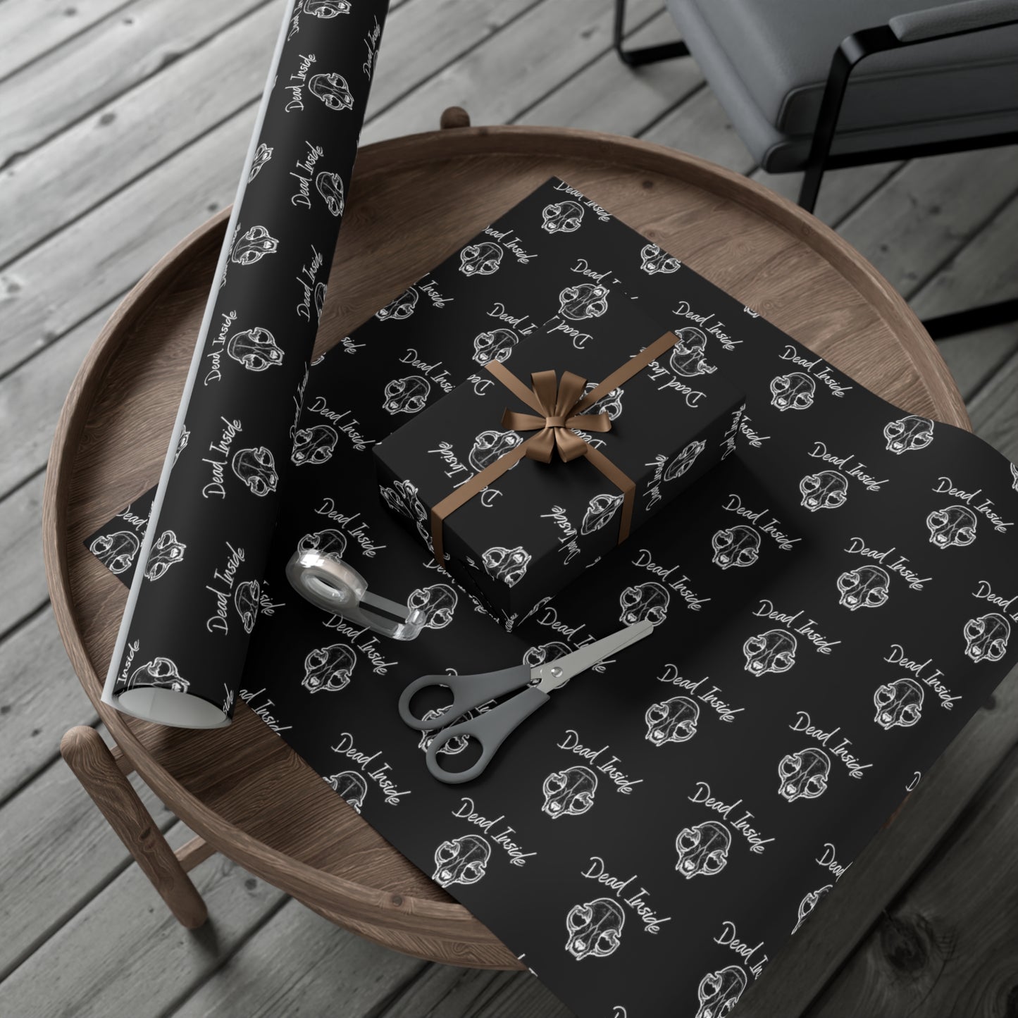 Dead Inside Cat Skull Gift Wrap