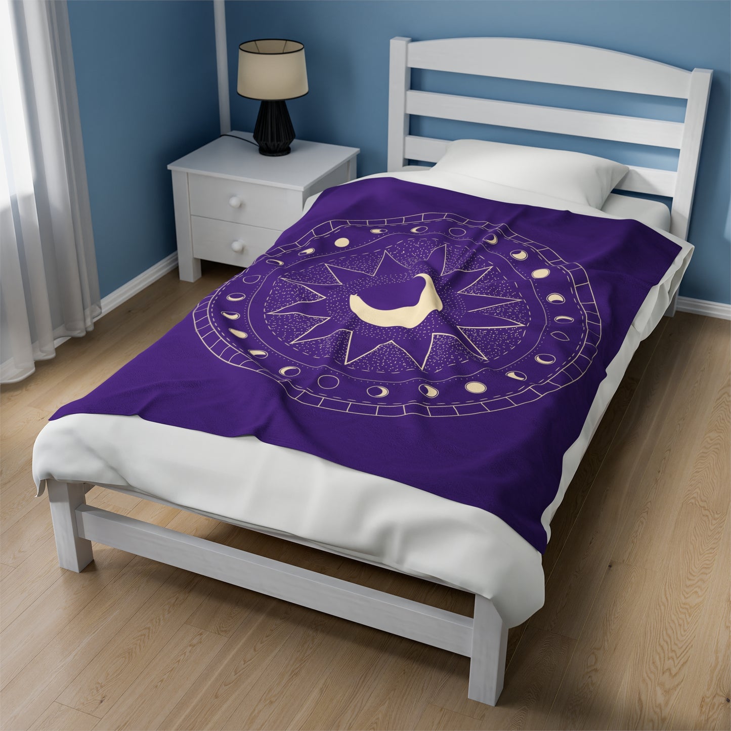 Moon Phase Plush Blanket, Purple