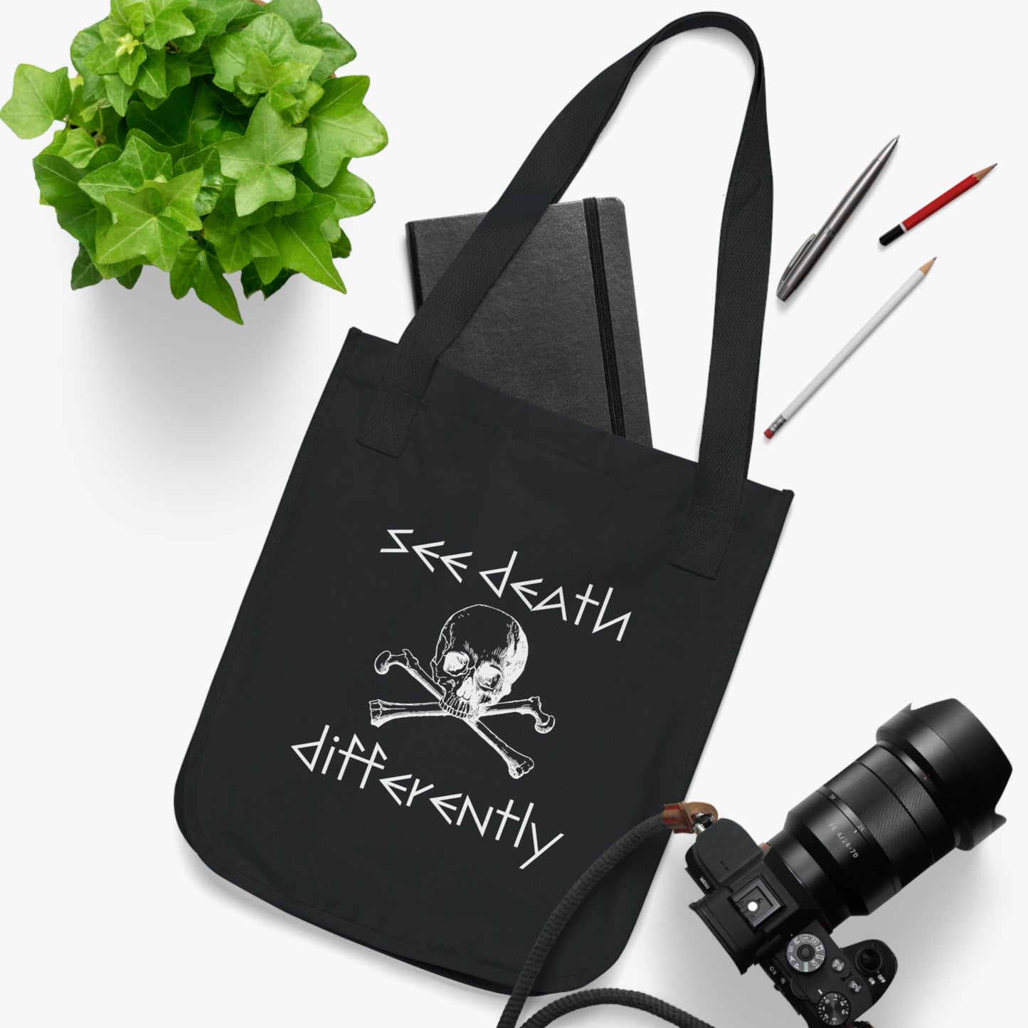 See Death Differently Skull Organic Canvas Tote Bag