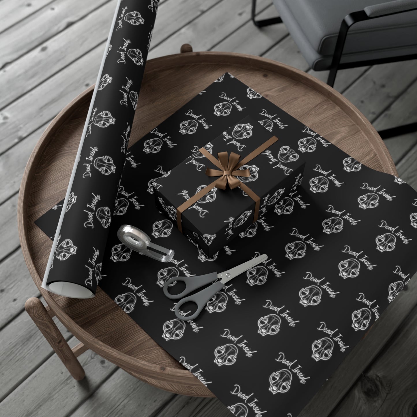 Dead Inside Cat Skull Gift Wrap