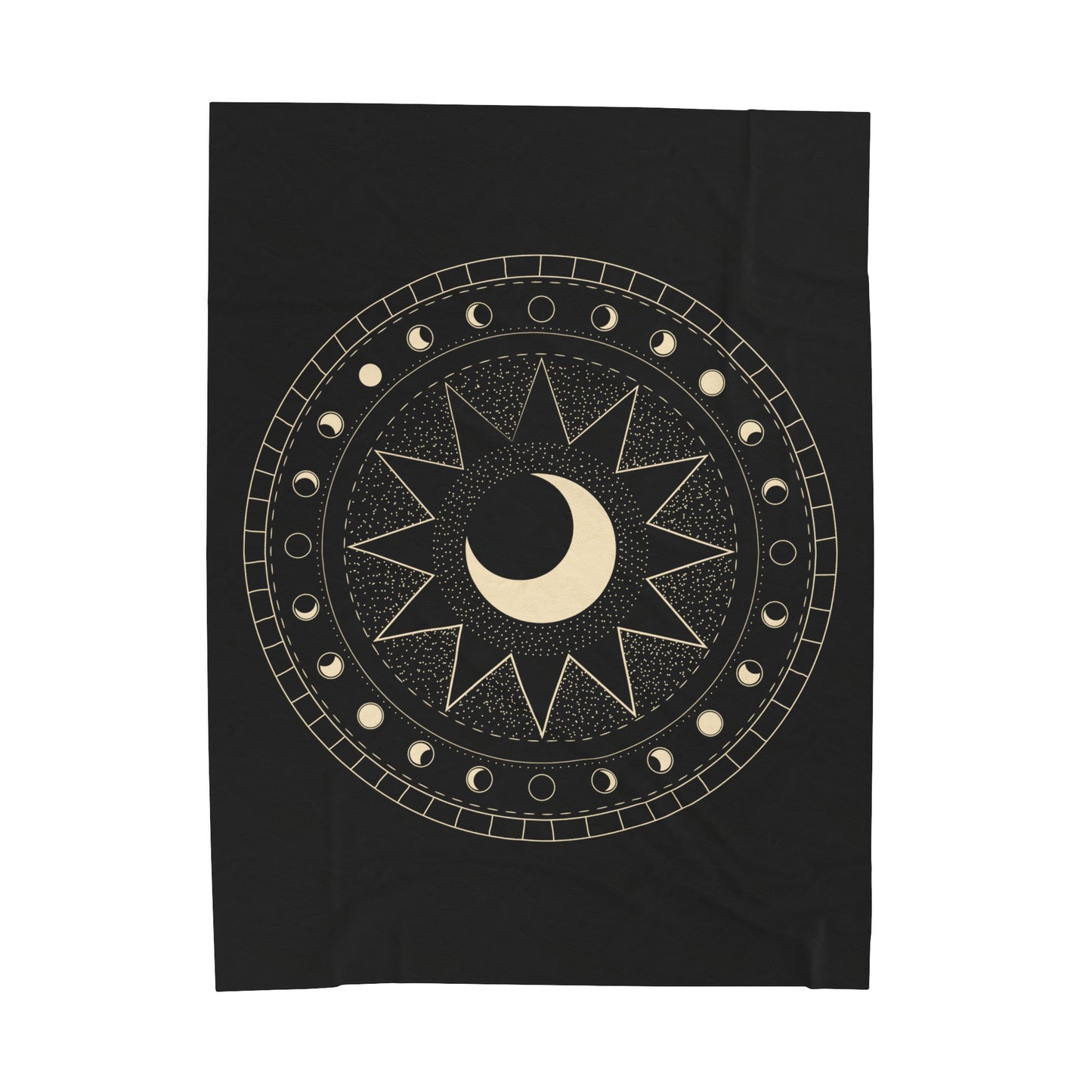 Moon Phase Plush Blanket, Black