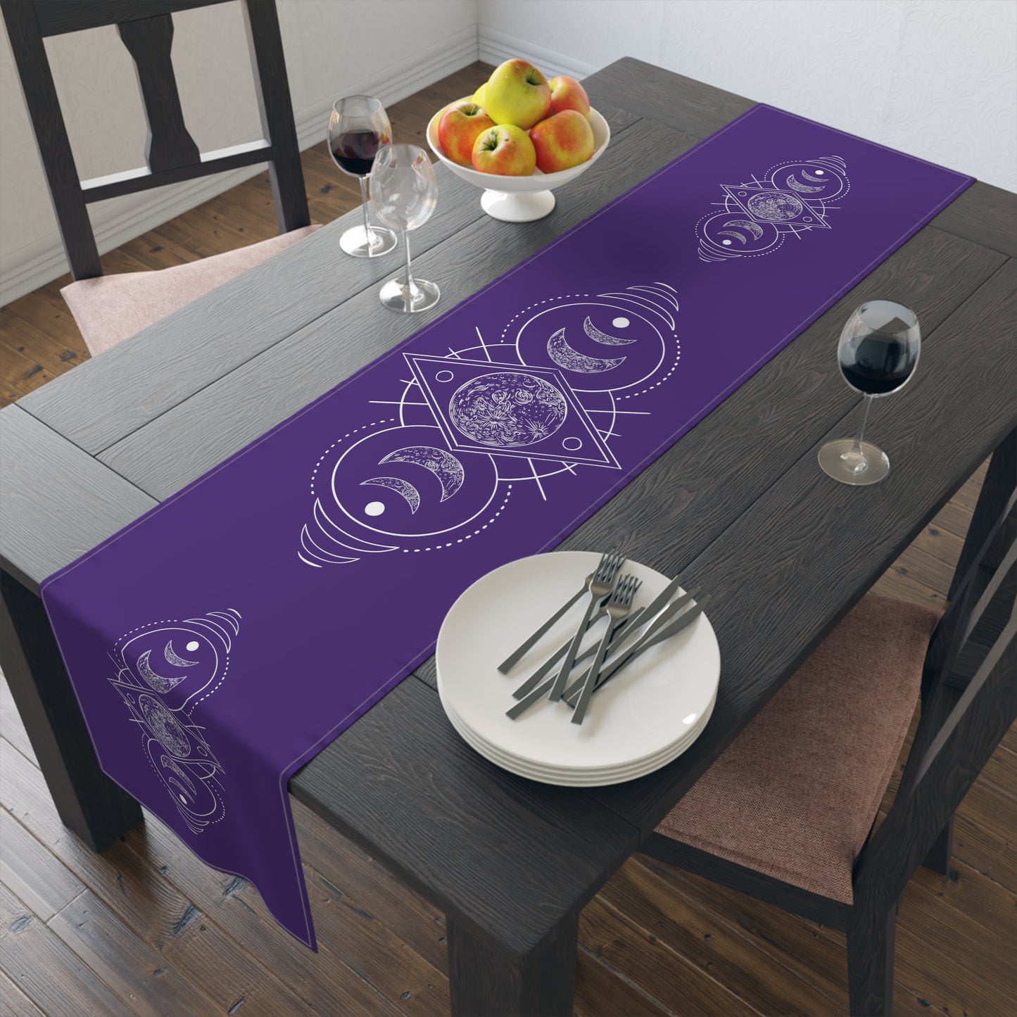 Triple Moon Phase Altar Cloth, Purple