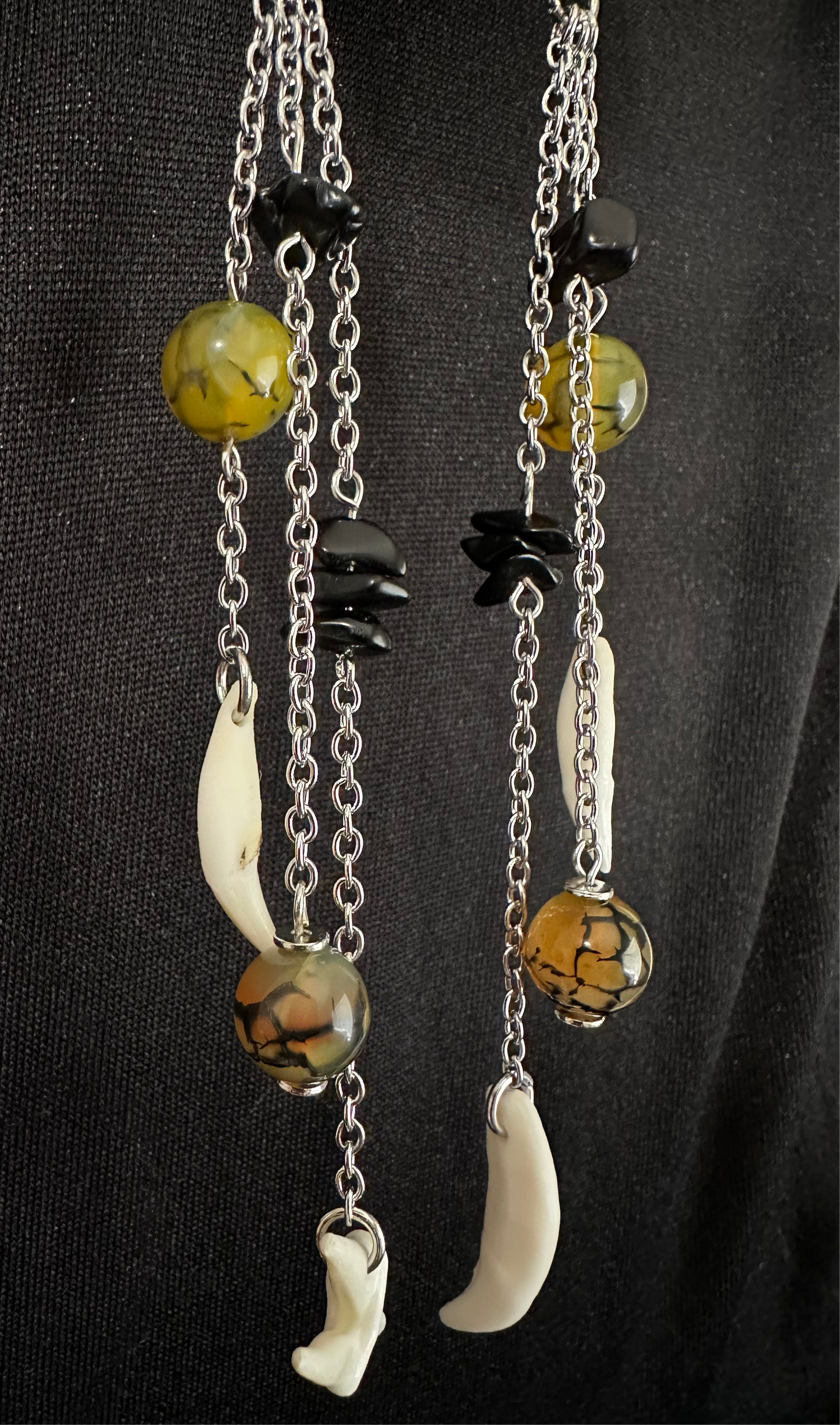Foraged Teeth and Stone Earrings