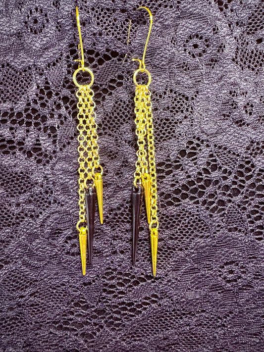 Black and Gold Spike Earrings
