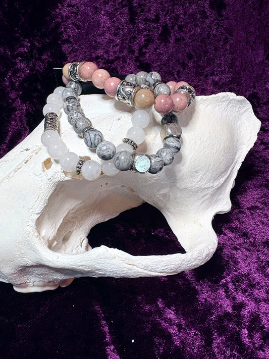 Crystal and Stone Bracelet (set of 3)